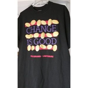 Vtg 1997 MGM Grand Las Vegas Casino Hotel T-shirt Change is Good Black Size L
